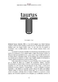 Portada:Editorial Taurus (Madrid, 1954- ) [Semblanza] / Beatriz Caballero Rodríguez