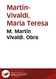 Portada:María Teresa Martín Vivaldi. Obra