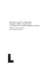 Portada:Oposición constante y sistemática: la Iglesia católica y el poder civil en el inicio de la Revolución liberal en España / Emilio La Parra