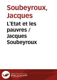 Portada:L'Etat et les pauvres / Jacques Soubeyroux