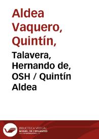 Portada:Talavera, Hernando de, OSH / Quintín Aldea