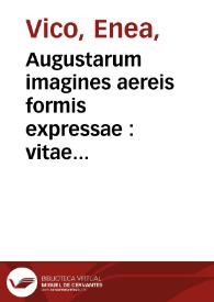 Portada:Augustarum imagines aereis formis expressae : vitae quoque earundem breuiter enarratae, signorum etiam, quae in posteriori parte numismatu[m] efficta su[n]t, ratio explicata
