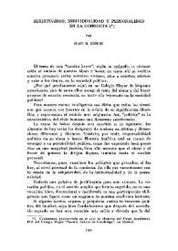Portada:Subjetividad, individualismo y personalidad en la conducta / por Juan R. Sepich