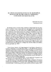 Portada:El \"Ordo docendi\" ilustrado de Monseñor Marcos de Llanes para el seminario conciliar de Segovia (1793) / Gérard Dufour