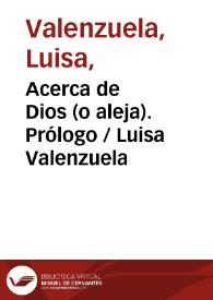 Portada:Acerca de Dios (o aleja). Prólogo / Luisa Valenzuela