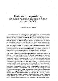 Portada: Radicais e pragmáticos: do nacionalismo galego a finais do século XX / X. M. Núñez Seixas