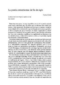Portada:La poesía costarricense de fin de siglo / Carlos Cortés