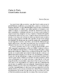 Portada:Carta de París: Roland Barthes ilustrado / Gustavo Guerrero