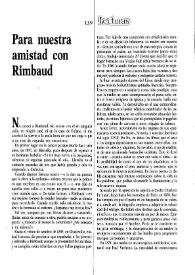 Portada:Para nuestra amistad con Rimbaud / Rafael Flores