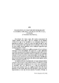 Portada:Fragmento de inscripción romana en la barbacana del castillo de Trujillo, Cáceres : (Conventus Emeritensis) / Julio Esteban Ortega, José Antonio Ramos Rubio