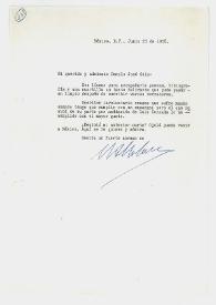 Portada:Carta de Manuel Altolaguirre a Camilo José Cela. México, 25 de junio de 1958