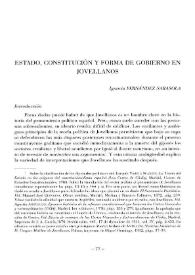 Portada:Estado, Constitución y forma de gobierno en Jovellanos / Ignacio Fernández Sarasola