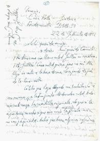 Portada:Carta de Jorge Guillén a Camilo José Cela. Venecia, 22 de septiembre de 1952