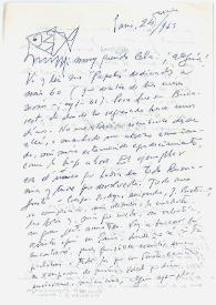 Portada:Carta de Rafael Alberti a Camilo José Cela. París, 24 de septiembre de 1963
