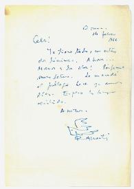 Portada:Carta de Rafael Alberti a Camilo José Cela. Roma, 14 de febrero de 1966
