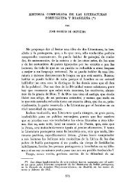 Portada:Historia comparada de las Literaturas portuguesa y brasileña / por José Osório de Oliveira