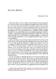 Portada:El primo Basilio / Machado de Assis; traducción Juan Malpartida