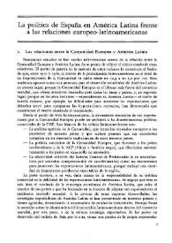 Portada:La política de España en América Latina frente a las relaciones europeo-latinoamericanas / Albrecht Von Gleich [y otros 3 autores]; traducido del inglés por José Agustín Mahieu