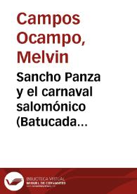 Portada:Sancho Panza y el carnaval salomónico (Batucada Barataria) / Melvin Campos Ocampo y Tatiana Herrera Ávila