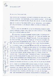 Portada:Carta de María Zambrano a Camilo José Cela. 26 de abril de 1970
