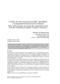 Portada:Cuando otra Asturias parecía posible: regionalismo y la izquierda heterodoxa en la Transición  / Patrick W. Zimmerman