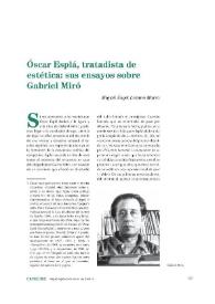 Portada:Óscar Esplá, tratadista de estética : sus ensayos sobre Gabriel Miró / Miguel Ángel Lozano Marco