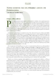 Portada:Notas sobre el uso del término \"orive\" en Extremadura / Juan Manuel Valadés Sierra