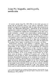 Portada:Josep Pla: biografía, autobiografía, autoficción / Xavier Pla Barbero