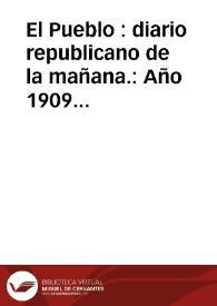 Portada:El Pueblo : diario republicano de la mañana.: Año 1909 completo, en BVPH