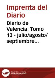 Portada:Diario de Valencia: Tomo 13 - julio/agosto/septiembre 1793