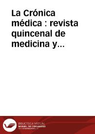 Portada:La Crónica médica :  revista quincenal de medicina y cirujía [sic] prácticas.: 4º trimestre 1877