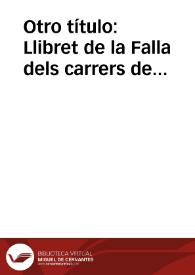 Portada:Otro título: Llibret de la Falla dels carrers de Ribera i Periodista Castell