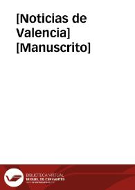 Portada:[Noticias de Valencia] [Manuscrito]