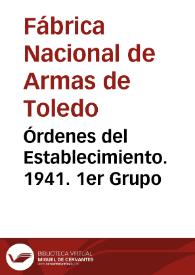 Portada:Órdenes del Establecimiento. 1941. 1er Grupo