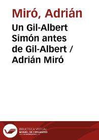 Portada:Un Gil-Albert Simón antes de Gil-Albert / Adrián Miró