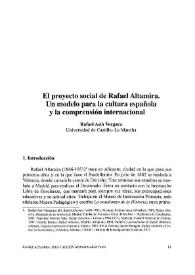 Portada:El proyecto social de Rafael Altamira. Un modelo para la cultura española y la comprensión internacional / Rafael Asín Vergara