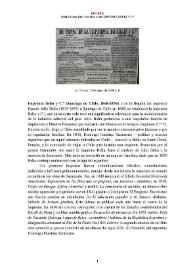 Portada:Imprenta Belin y Cª (Santiago de Chile, 1848-1854) [Semblanza] / Natalia López Rico 