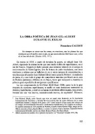 Portada:La obra poética de Juan Gil-Albert durante el exilio / Francisco Caudet