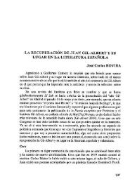 Portada:La recuperación de Juan Gil-Albert y su lugar en la literatura española / José Carlos Rovira