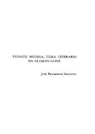 Portada:Vicente Medina, tema literario en Alemán Sainz / José Belmonte Serrano