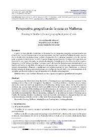 Portada:Perspectiva geográfica de la caza en Mallorca / Antoni Barceló Adrover, Miquel Grimart Gelabert y Jaume Binimelis Sebastián