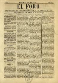 Portada:Tomo II, núm. 21, martes 27 de enero de 1874