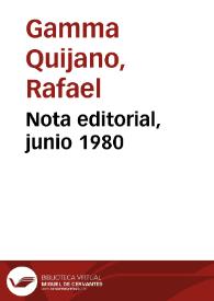 Portada:Nota editorial, junio 1980