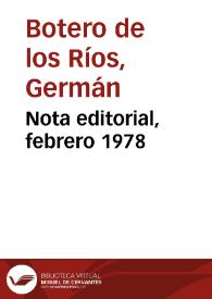 Portada:Nota editorial, febrero 1978