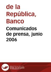 Portada:Comunicados de prensa, junio 2006