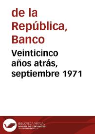 Portada:Veinticinco años atrás, septiembre 1971