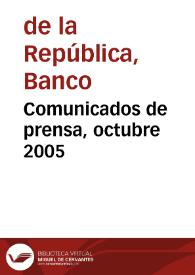 Portada:Comunicados de prensa, octubre 2005