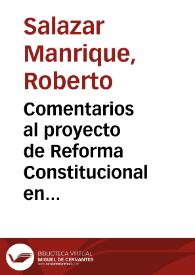 Portada:Comentarios al proyecto de Reforma Constitucional en lo correspondiente a la norma sustitutiva del artículo 49 de la Carta sobre prohibición de emitir moneda de curso forzoso