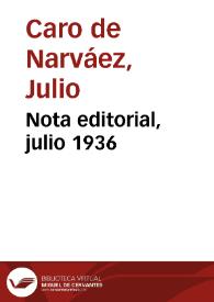 Portada:Nota editorial, julio 1936