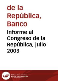 Portada:Informe al Congreso de la República, julio 2003